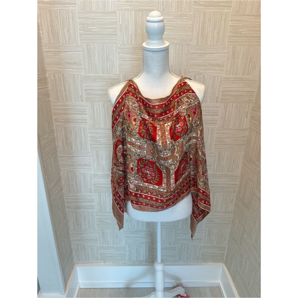 Vintage Boho Paisley Print Poncho Wrap - One Size